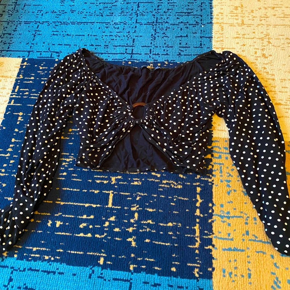 Polka Dot Long-Sleeve Cropped Top!